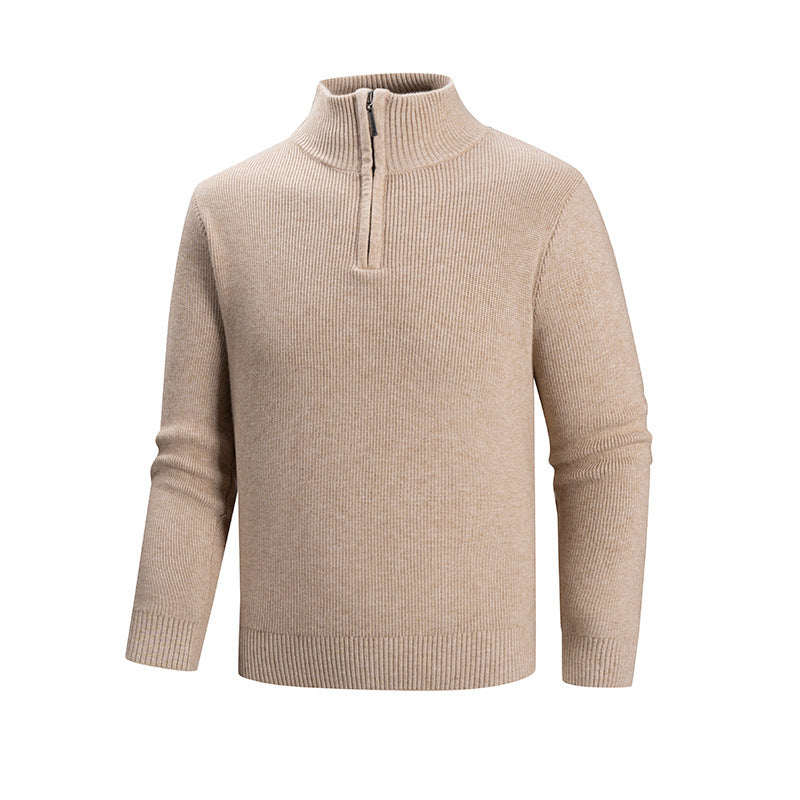 Herren modischer Strickpullover mit halbem Reißverschluss und strukturiertem Muster Drune