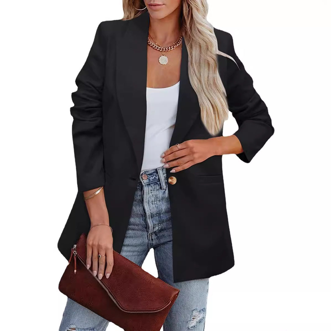 Damen Eleganter Freizeitblazer mit lässigem Schnitt und zwei Taschen Drune