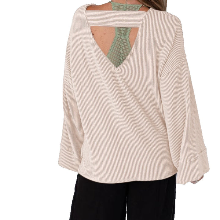 Damen kuscheliger Strickpullover mit weiten Ärmeln und Rippstruktur Drune