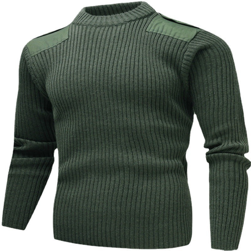 Herren Strickpullover mit V-Ausschnitt und dekorativen Schulterdetails Drune