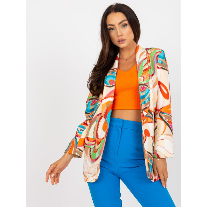 Damen Eleganter Blazer mit buntem Muster und modernen Akzenten Drune