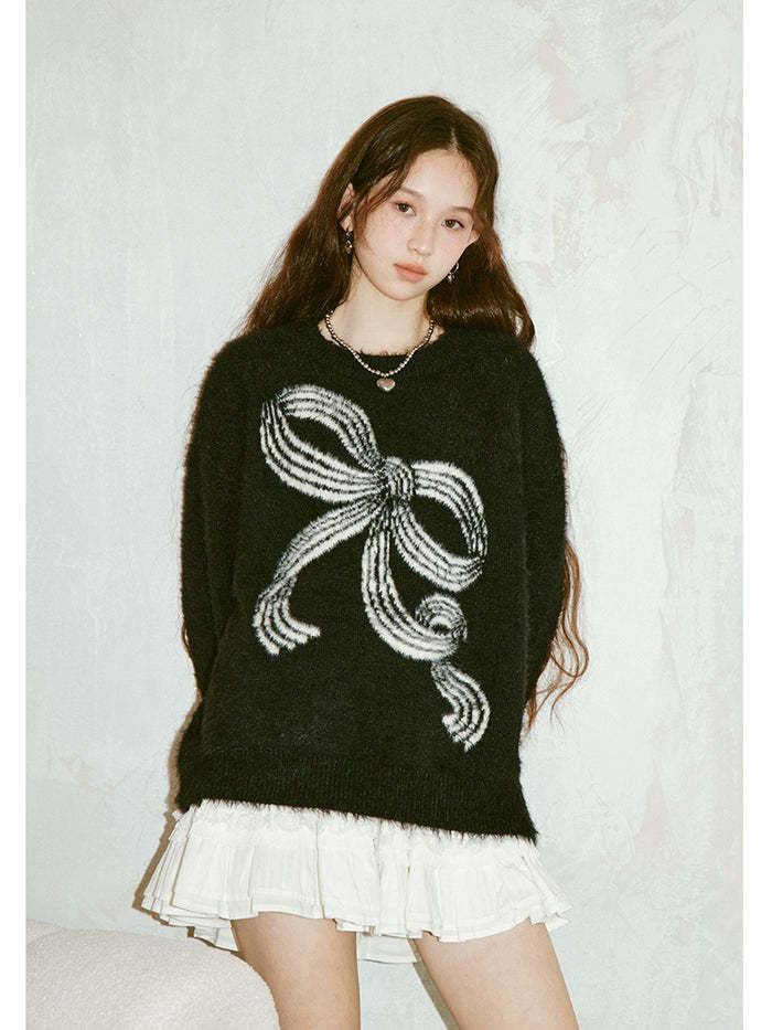 Damen Pullover mit verspieltem Schleifenmotiv und weichem Material Drune