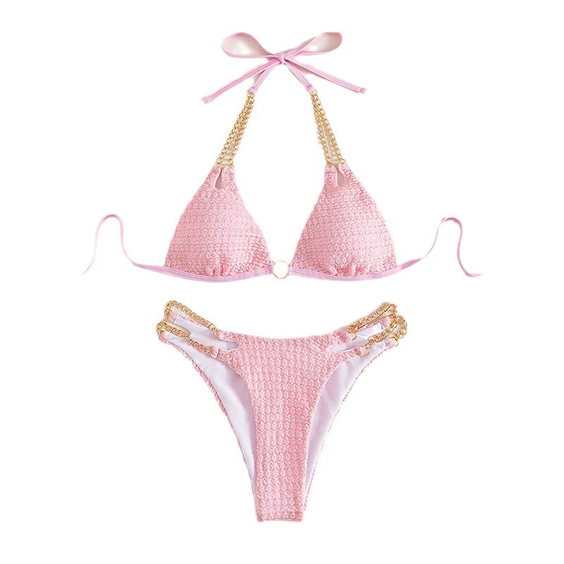 Damen Triangel-Bikini mit edlen Ketten-Details und raffinierten Schnürungen Drune