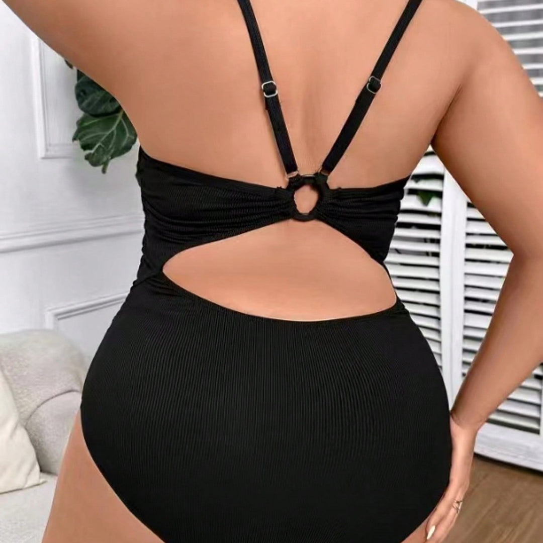 Damen Einteiler Badeanzug mit raffiniertem Rippenmuster Drune