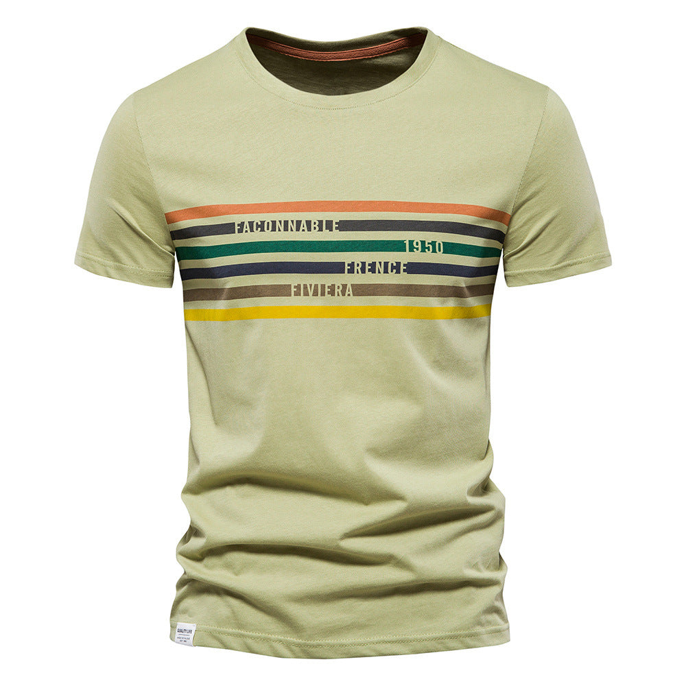 Herren T-Shirt mit modernem Streifendruck und weichem Stoffmaterial Drune