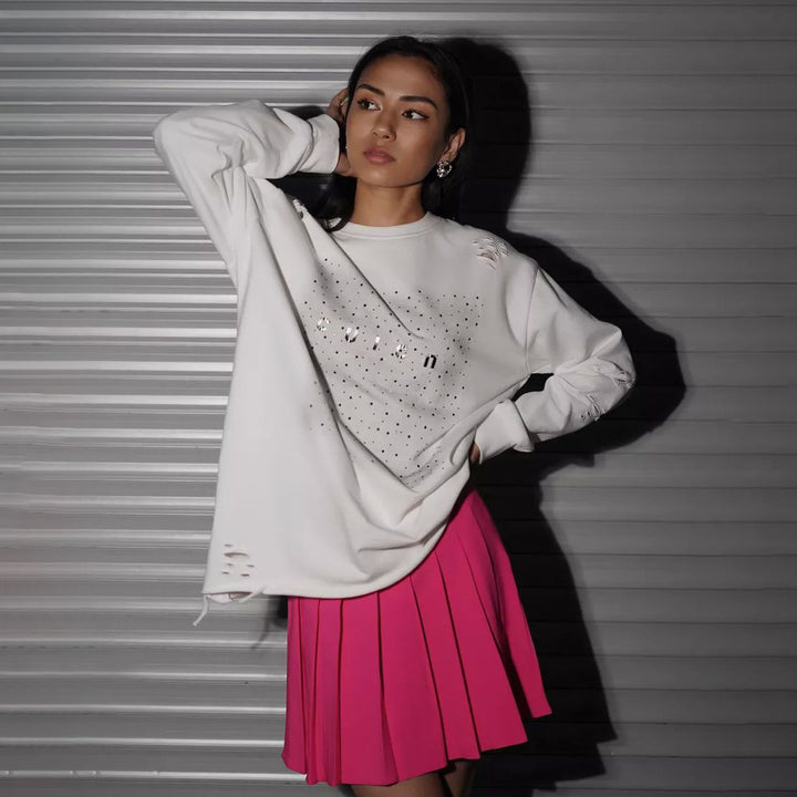 Damen Oversize Sweatshirt mit modischen Designelementen Drune