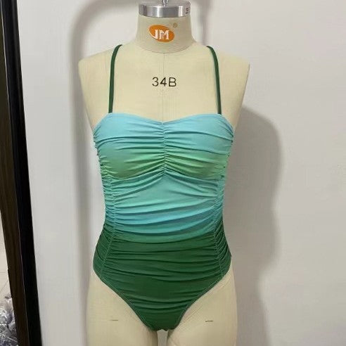 Damen Einteiler Badeanzug mit raffiniertem Rüschendesign Drune