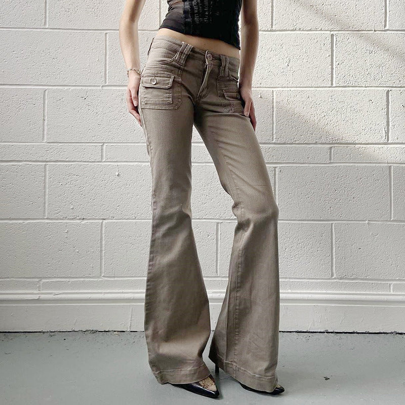 Damen Flared Cargo-Hose mit modischem Schnitt und praktischen Taschen Drune