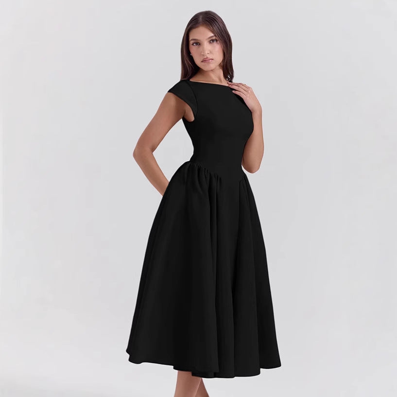 Damen Midi-Kleid mit elegantem A-Linien Schnitt und schickem Quadrat-Ausschnitt Drune