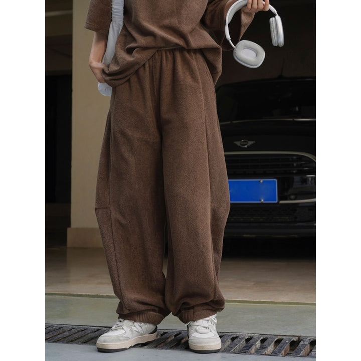 Damen bequeme Freizeithose mit elastischem Bund und lockerem Schnitt Drune