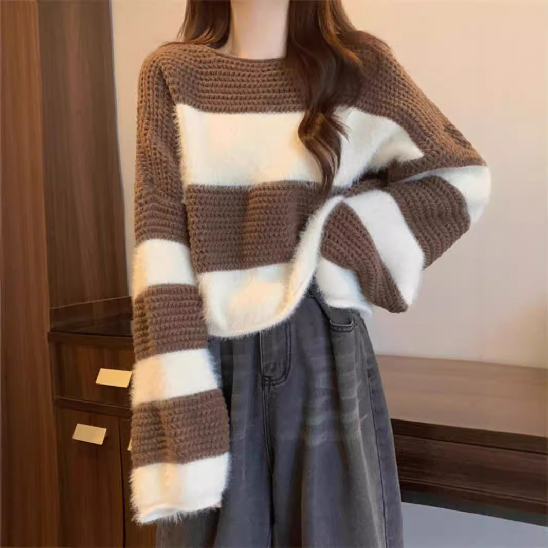 Damen Pullover mit breiten Streifen und lockerem Schnitt Drune