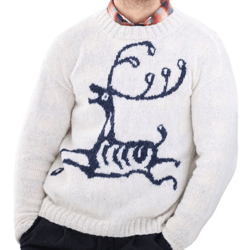 Herren Pullover mit festlichem Rentier-Motiv und hochwertiger Wollmischung Drune