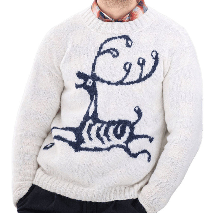 Herren Pullover mit festlichem Rentier-Motiv und hochwertiger Wollmischung Drune