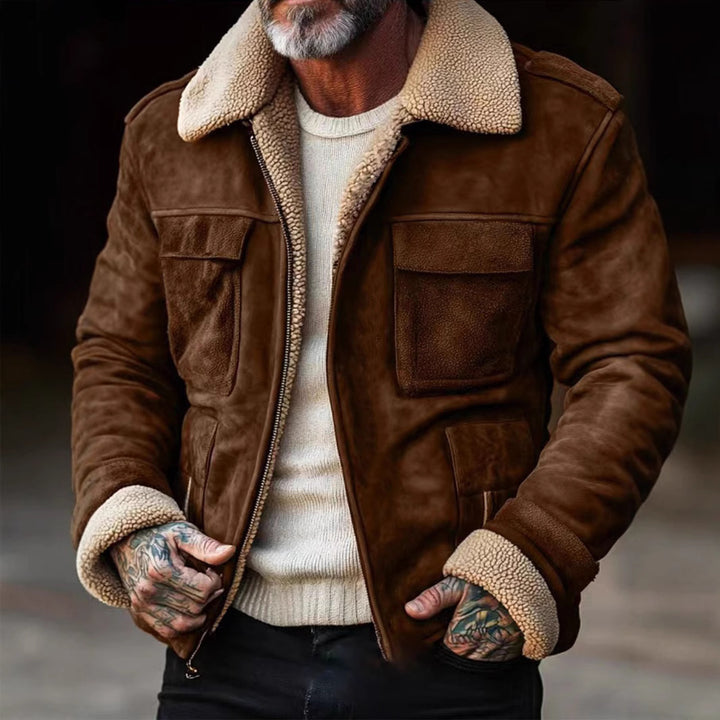Herren Lederjacke mit weichem Sherpa-Futter Drune