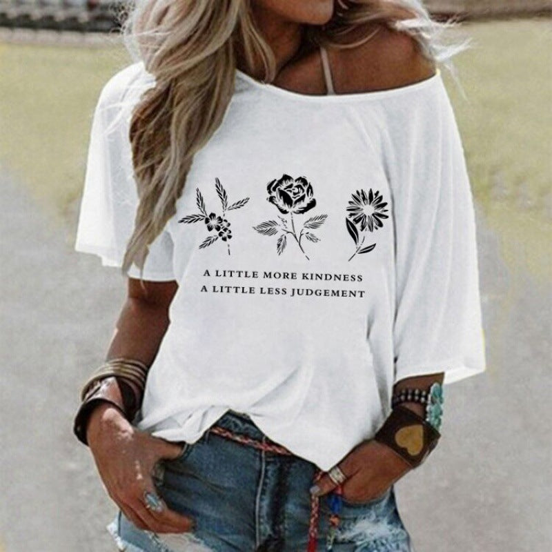 Damen lässiges Boho-T-Shirt mit floralem Motiv Drune