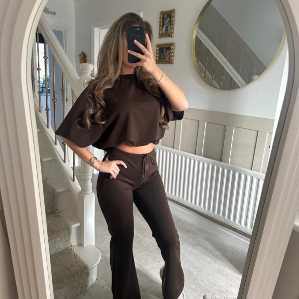 Damen Lässige Strick Lounge-Kombination mit weitem Schnitt und eleganten Details