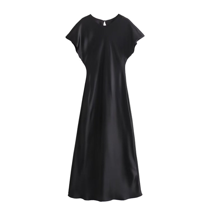 Damen elegantes Maxikleid mit fließendem Schnitt und modernem V-Ausschnitt Drune