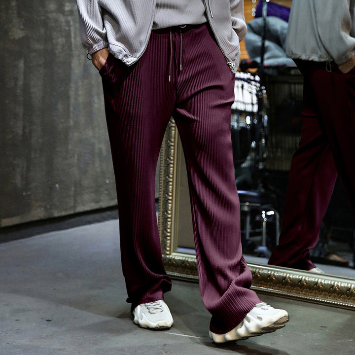 Herren nan locker geschnittene Plissee-Hose mit Tunnelzug und weitem Bein Drune
