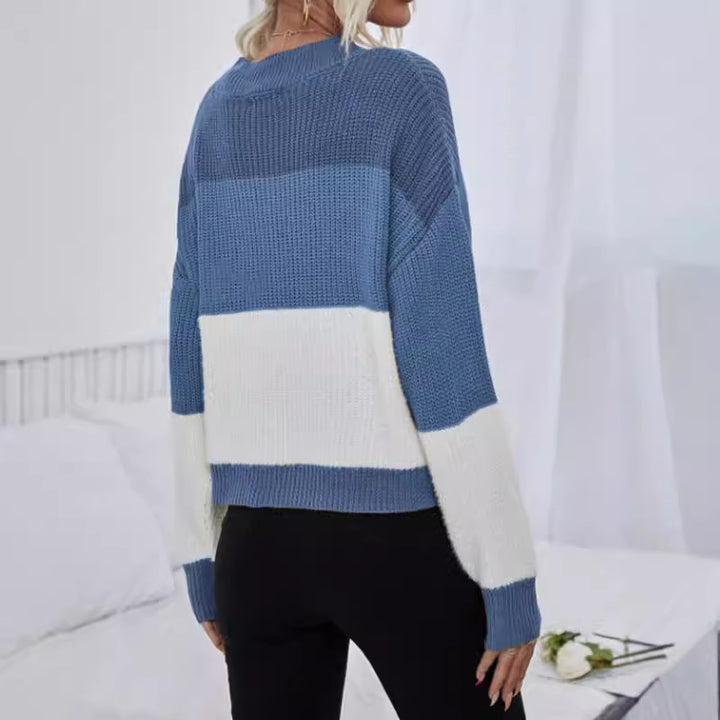 Damen modischer Oversized-Pullover mit trendigem Streifenmuster Drune