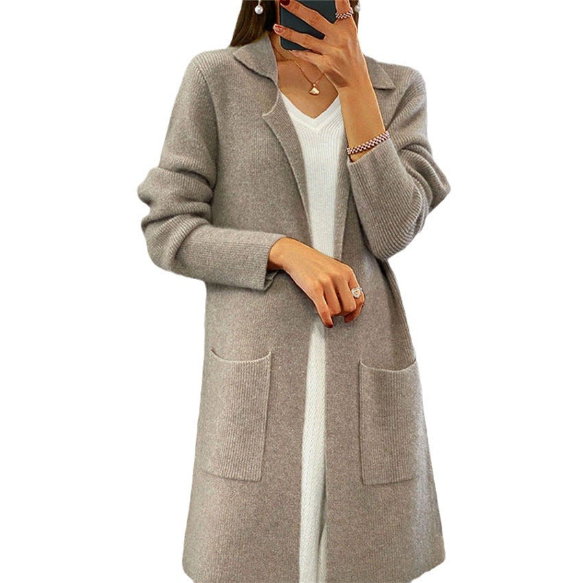 Damen Strickjacke im Oversized-Schnitt mit tiefem V-Ausschnitt und praktischen Taschen Drune