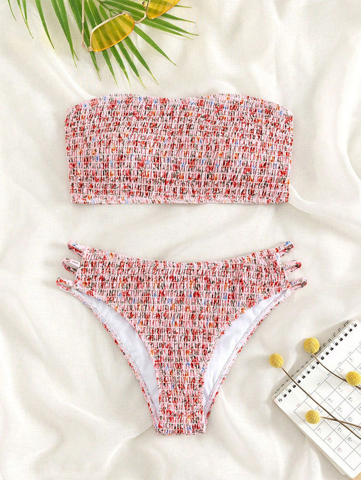 Damen Bandeau-Bikini mit raffinierten Rüschendetails und verstellbaren Trägern Drune
