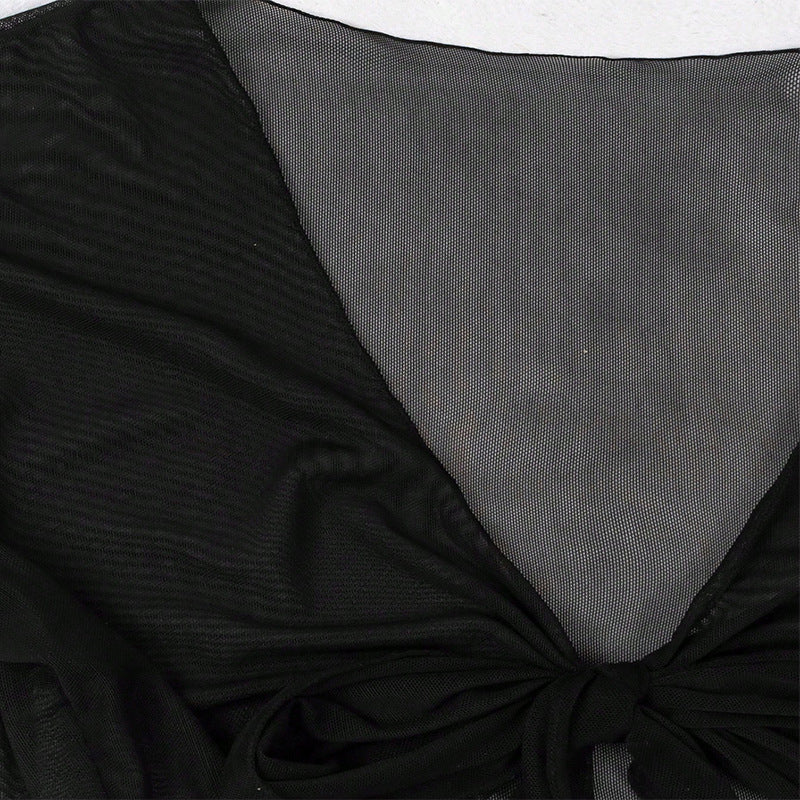 Damen Kurzarm-Crop-Top mit V-Ausschnitt und Bindeband Drune