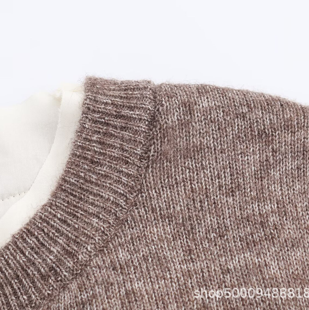 Damen modische Strickjacke mit Knopfleiste und Rundhalsausschnitt Drune
