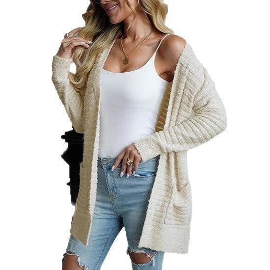 Damen Kuschelige Strickjacke mit Taschen und Struktur Drune