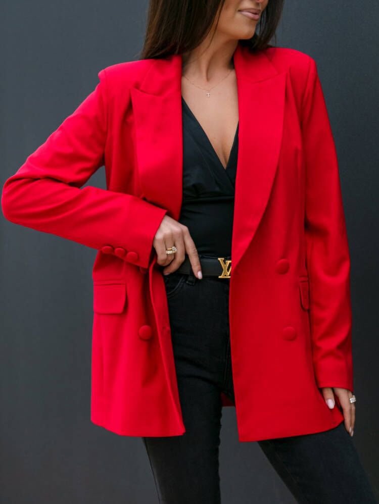 Damen Blazer mit modernem doppeltem Knopfverschluss und legerem Schnitt Drune