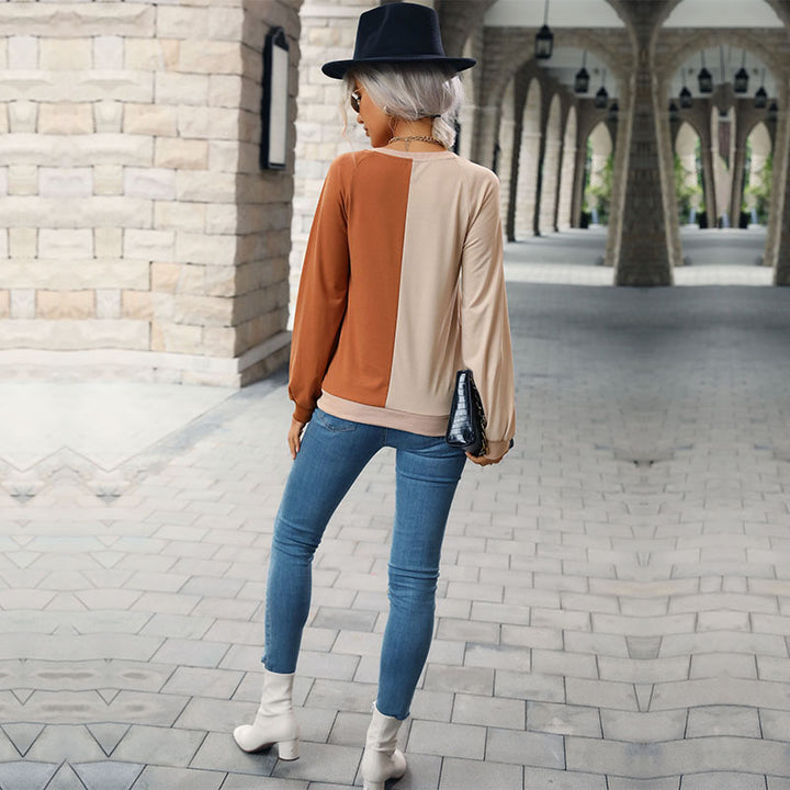Damen modischer Sweatpullover mit trendigem Farbblock-Design Drune