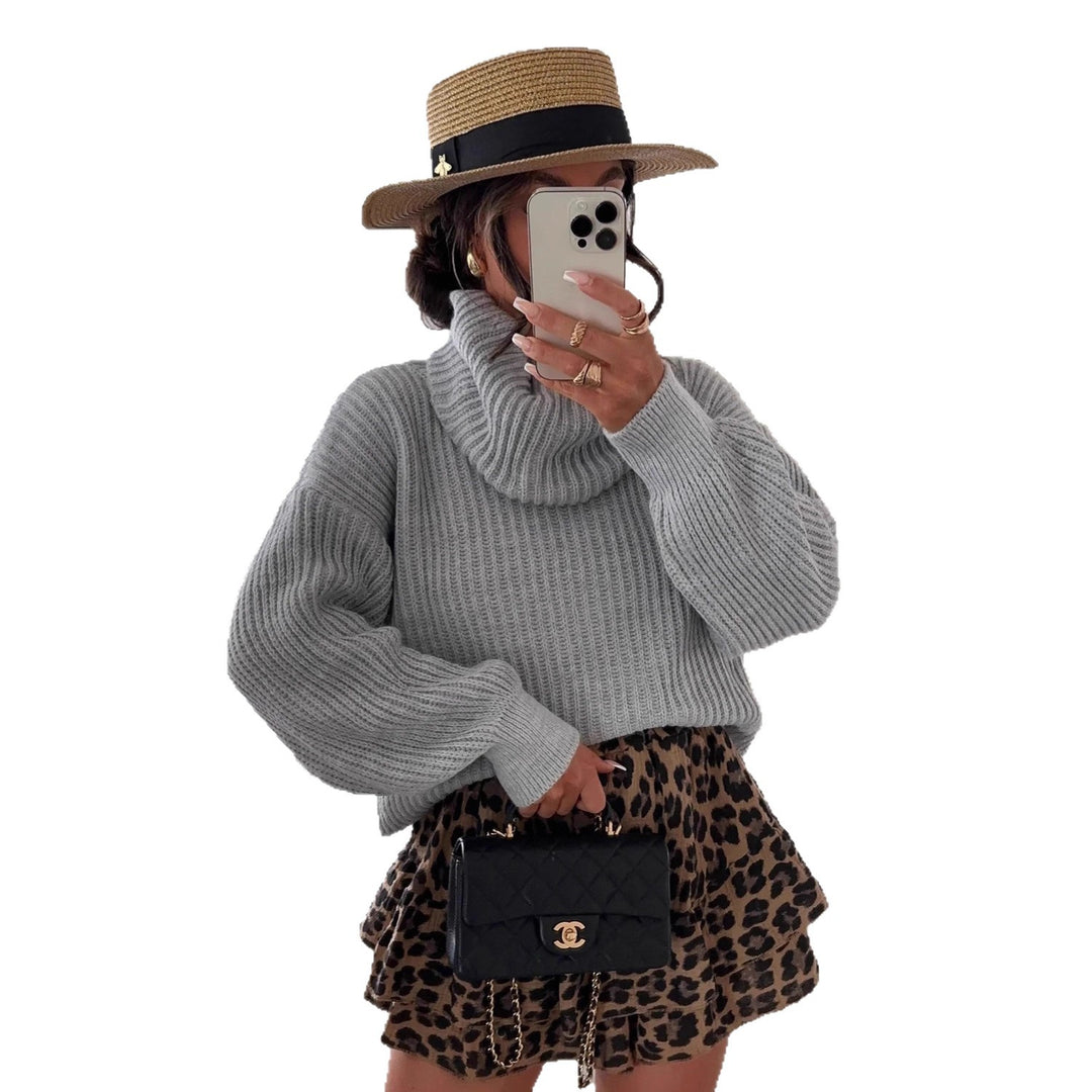 Damen Grobstrickpullover mit hohem Kragen und weit geschnittenen Ärmeln Drune
