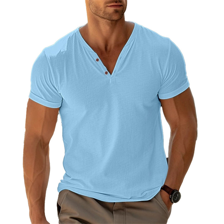 Herren lässiges Henley-T-Shirt mit Knopfleiste und atmungsaktivem Stoff Drune