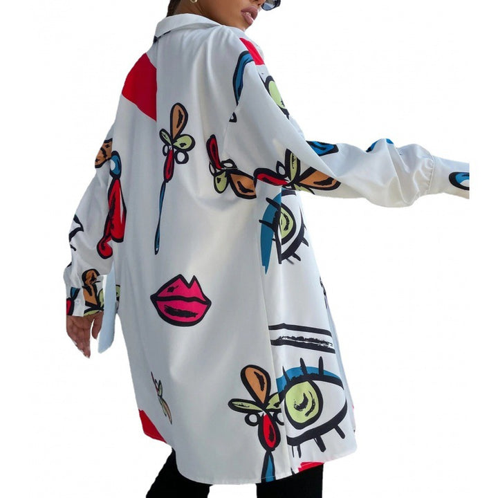 Damen Karierte Overshirt-Jacke mit kreativem Muster Drune