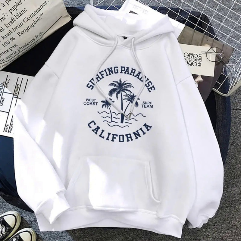 Damen Kapuzenpullover mit lässigem Surf-Motiv und hochwertiger Baumwollmischung Drune