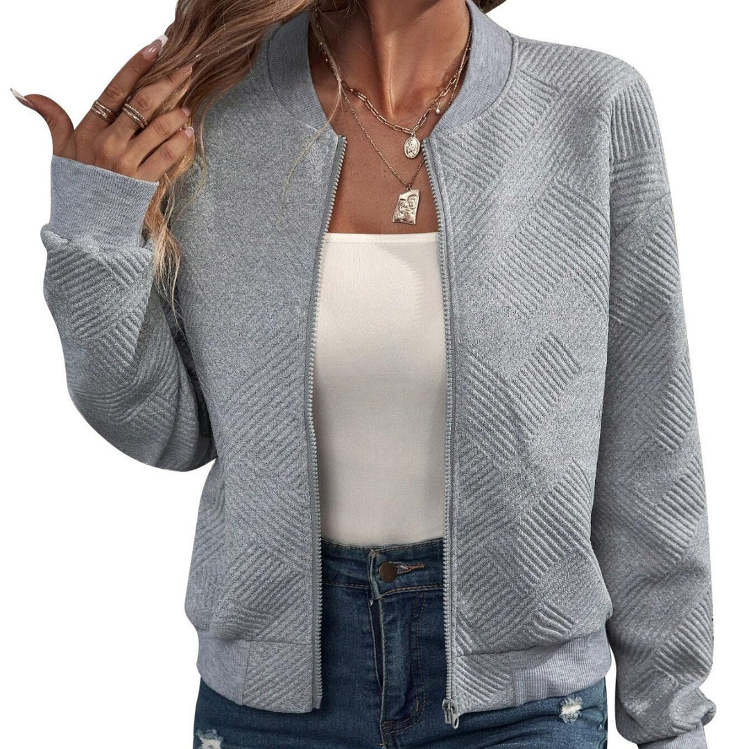 Damen lässige Bomberjacke mit feinem Strukturdesign und praktischen Taschen Drune