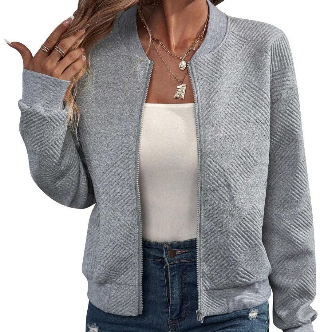 Damen lässige Bomberjacke mit feinem Strukturdesign und praktischen Taschen Drune