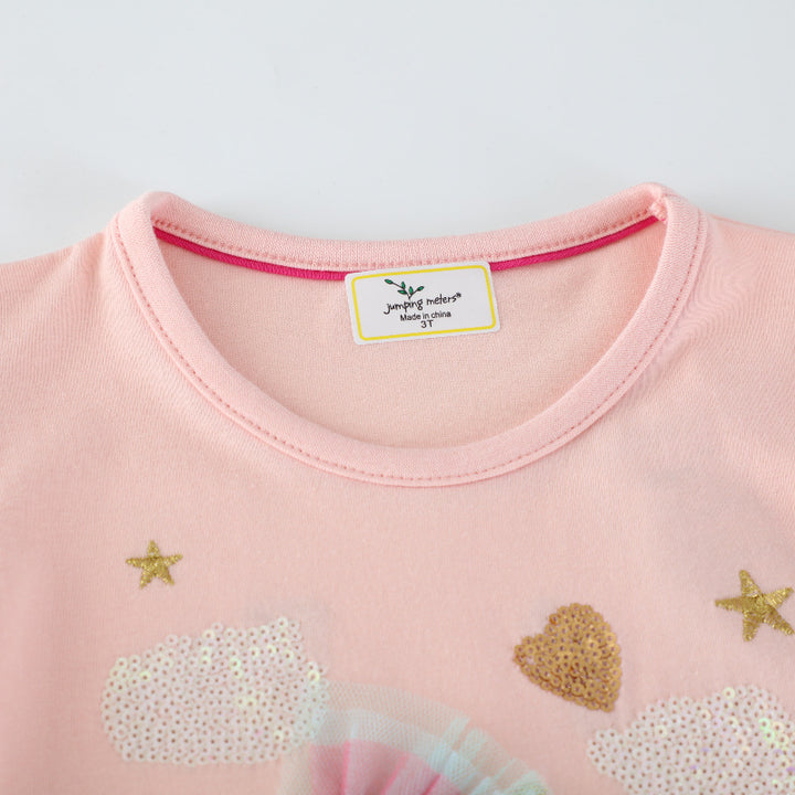 Mädchen Sweatkleid mit buntem Einhorn-Design und Glitzerapplikationen Drune