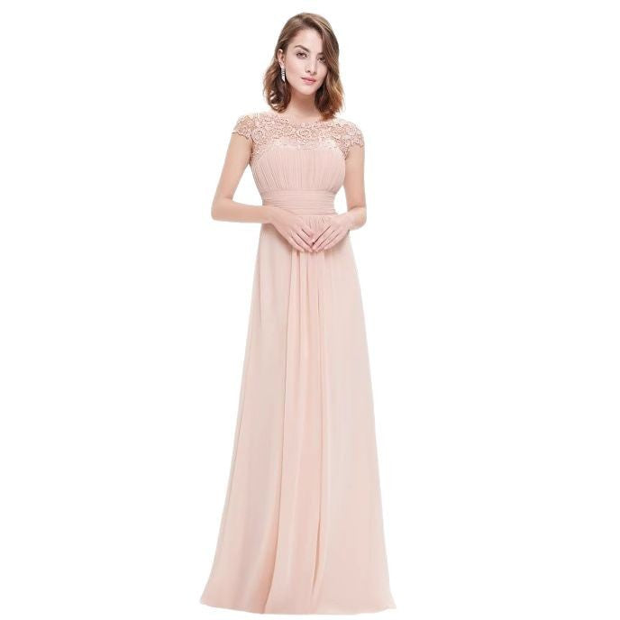 Damen Fließendes Abendkleid mit Spitzenoberteil und aufwendig gerafftem Rock Drune