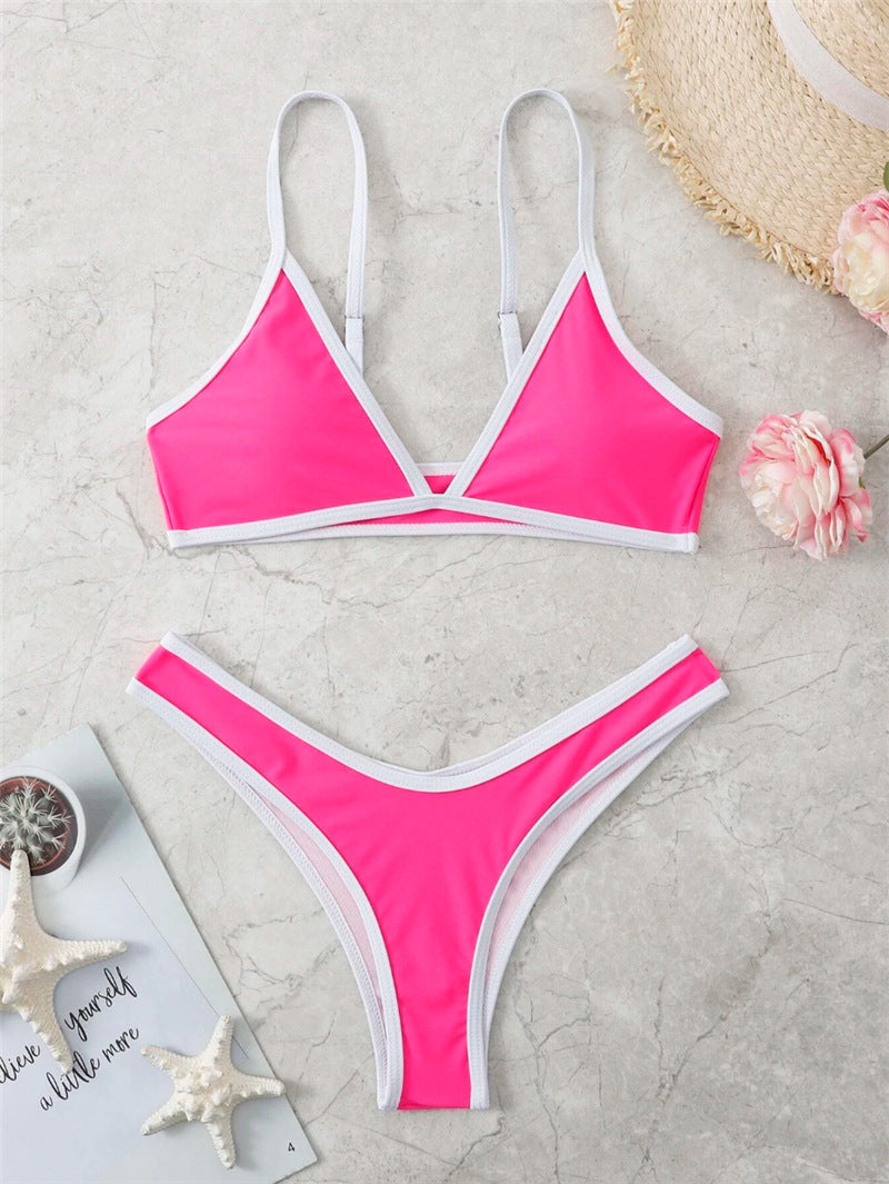 Damen Triangle Bikini Set mit Kontrastbesatz Drune