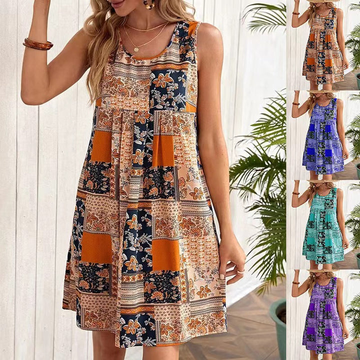 Damen luftiges Sommerkleid mit Patchwork-Design Drune