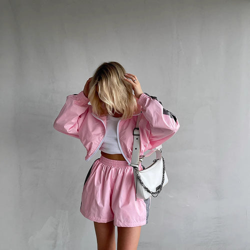 Damen sportliches Freizeit-Set mit atmungsaktivem Oberteil und Shorts Drune