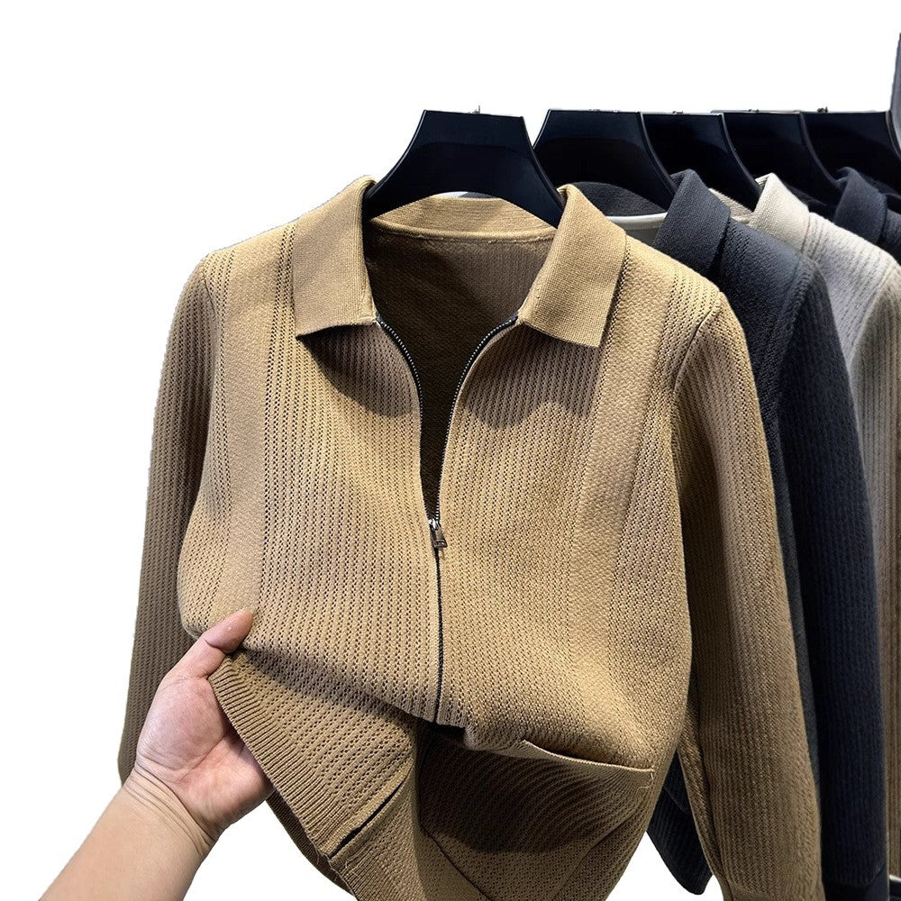 Damen Pullover mit strukturiertem Reißverschluss und klassischem Kragen Drune