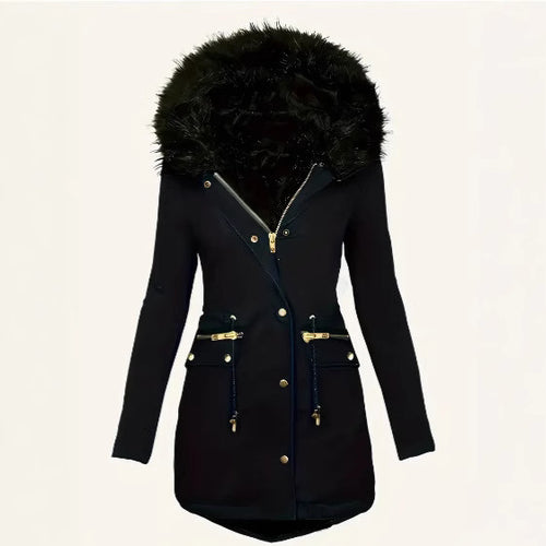 Damen winterliche Parka mit abnehmbarem Pelzkragen Drune
