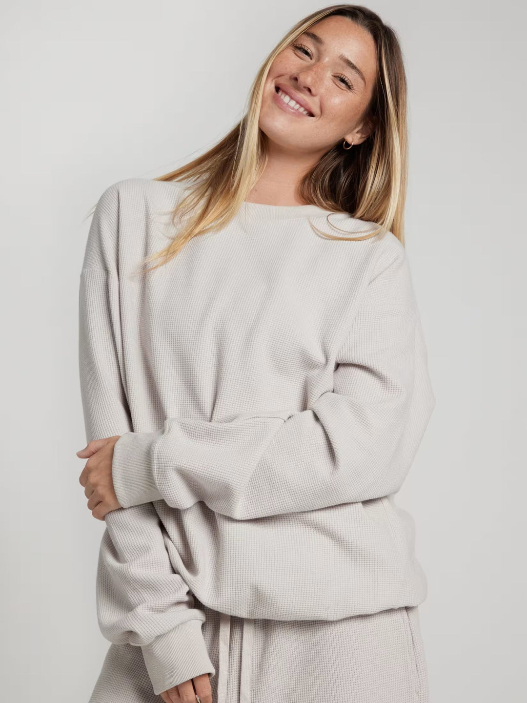 Damen Bequemes Waffelstruktur Freizeit-Set Drune