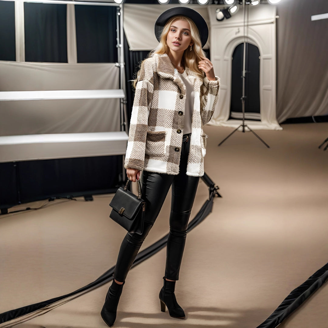 Damen Gemusterte Frottierjacke mit praktischen Taschen und trendigem Schnitt Drune