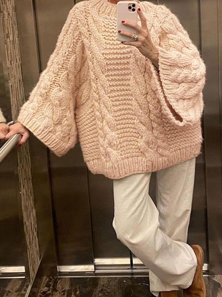 Damen Grobstrickpullover mit modernen Zopfdetails Drune