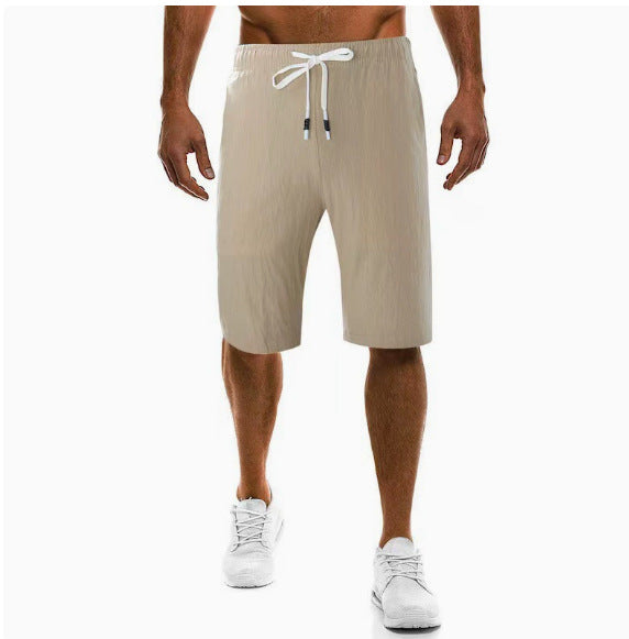 Herren nan leichte Leinenhose mit elastischem Bund weites Bein und seitlichen Eingrifftaschen Drune