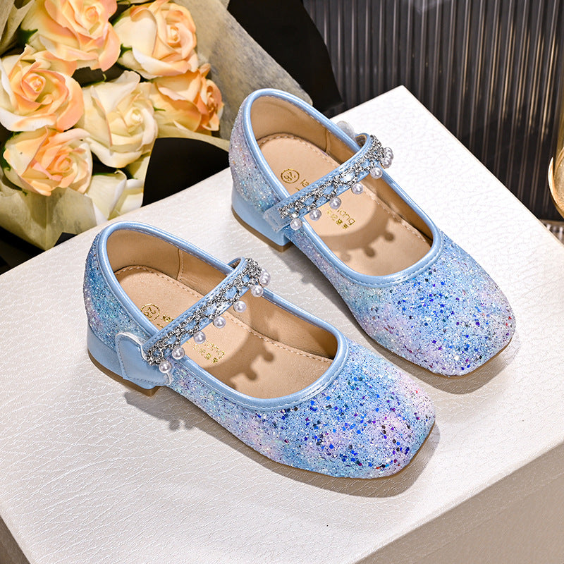 Mädchen Glitzernde Mary Jane Ballerinas mit Perlen und Schleifendekor Drune