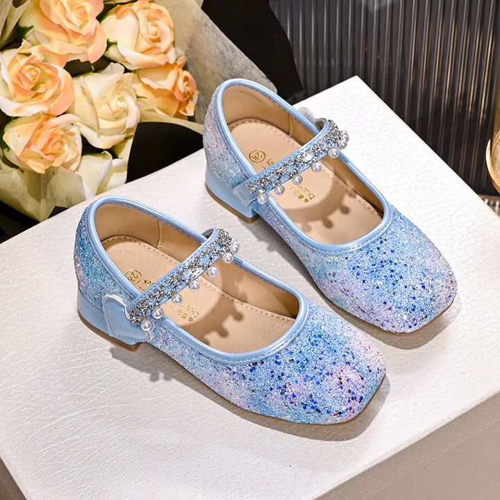 Mädchen Glitzernde Mary Jane Ballerinas mit Perlen und Schleifendekor Drune