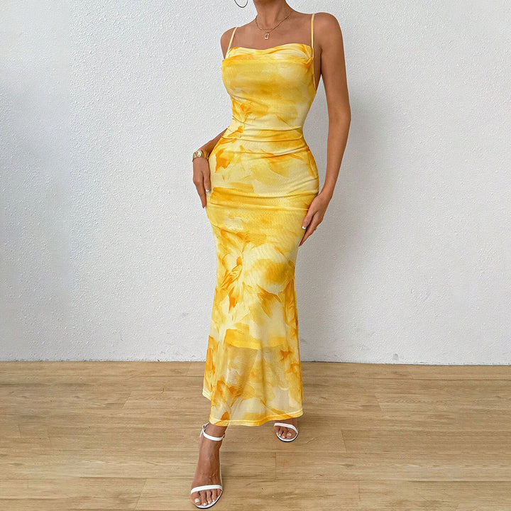 Damen Maxikleid mit schulterfreien Trägern und floralem Muster Drune